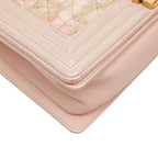 Chanel CC Logo Boy Chain Shoulder Bag Pink Lambskin Tweed — view 5