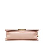 Chanel CC Logo Boy Chain Shoulder Bag Pink Lambskin Tweed — view 3