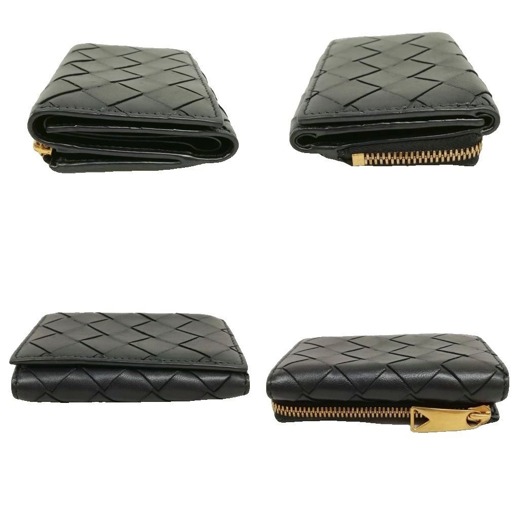 Bottega Veneta Intrecciato Trifold Wallet Compact Black — view 3
