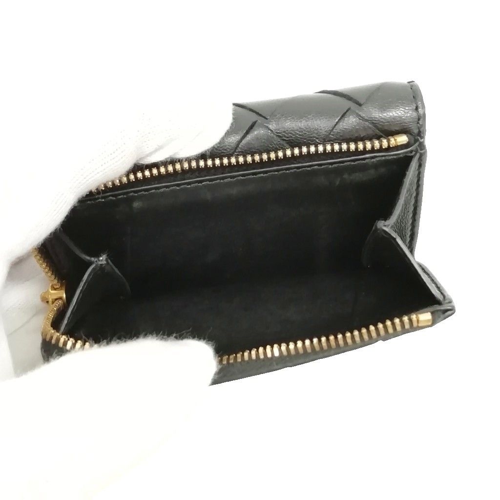 Bottega Veneta Intrecciato Trifold Wallet Compact Black — view 5