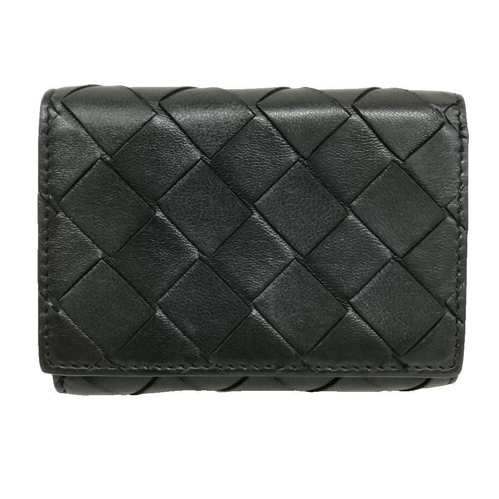 Bottega Veneta Intrecciato Trifold Wallet Compact Black