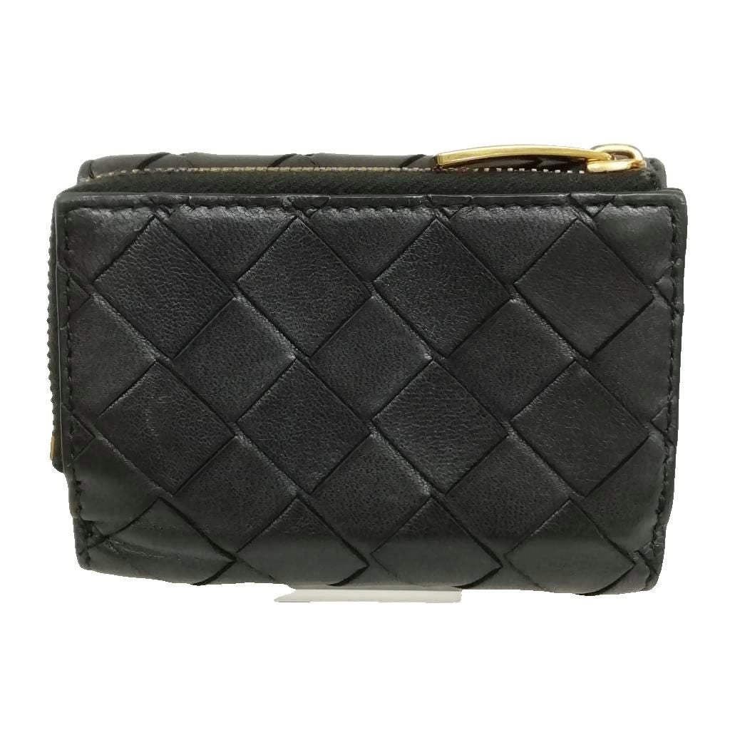 Bottega Veneta Intrecciato Trifold Wallet Compact Black — view 2