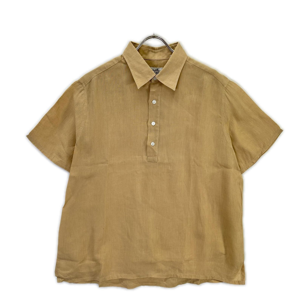 Hermes Linen Half Button Short Sleeve Shirt