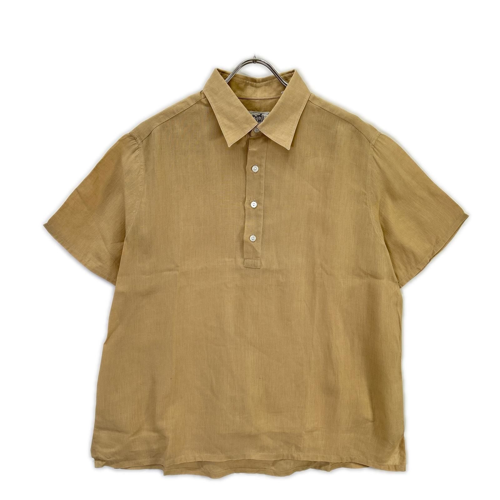 Hermes Linen Half Button Short Sleeve Shirt