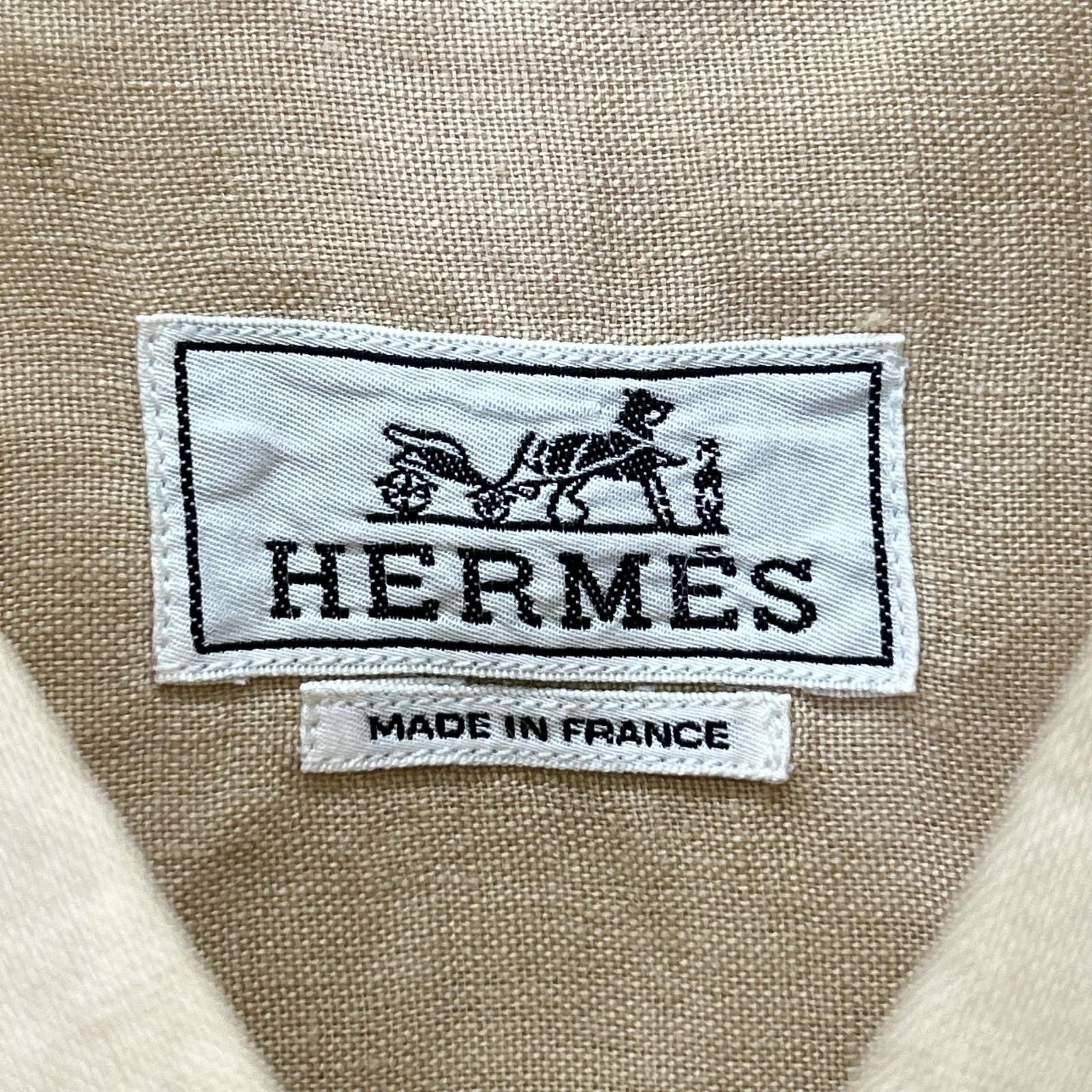 Hermes Linen Half Button Short Sleeve Shirt — view 3