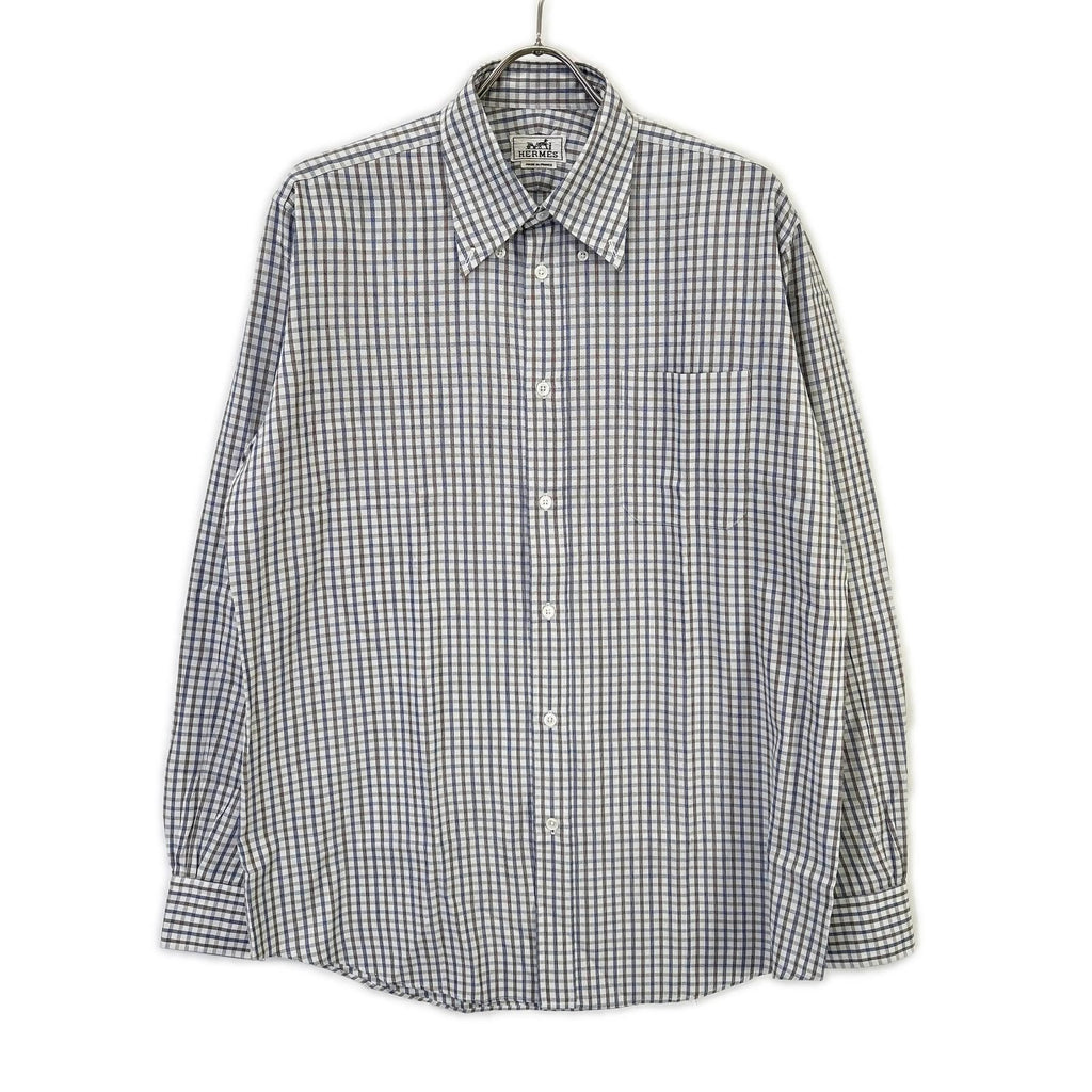 Hermes Check Series Button Long Sleeve Shirt