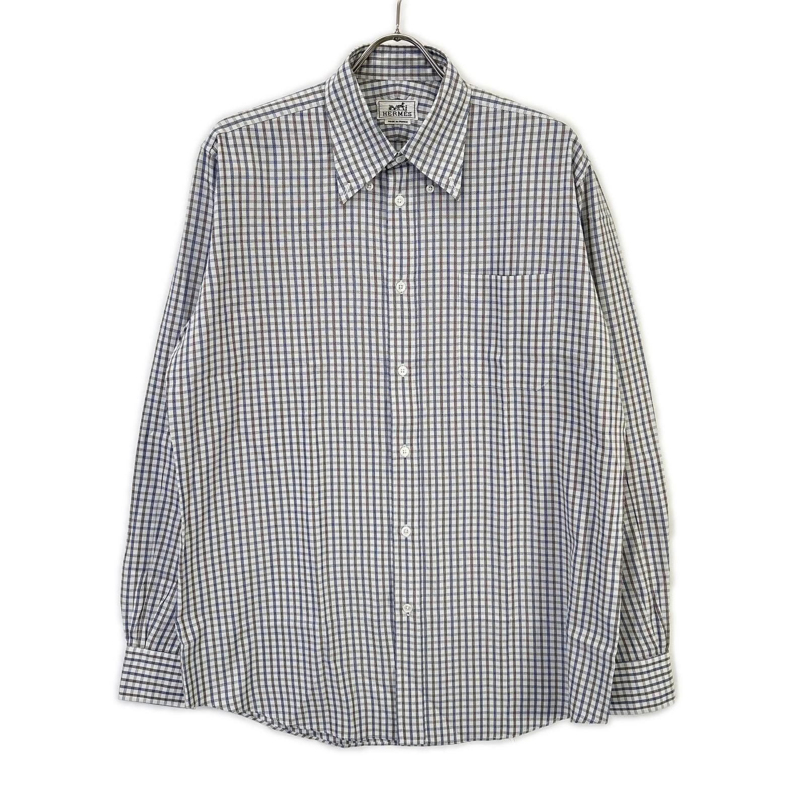 Hermes Check Series Button Long Sleeve Shirt