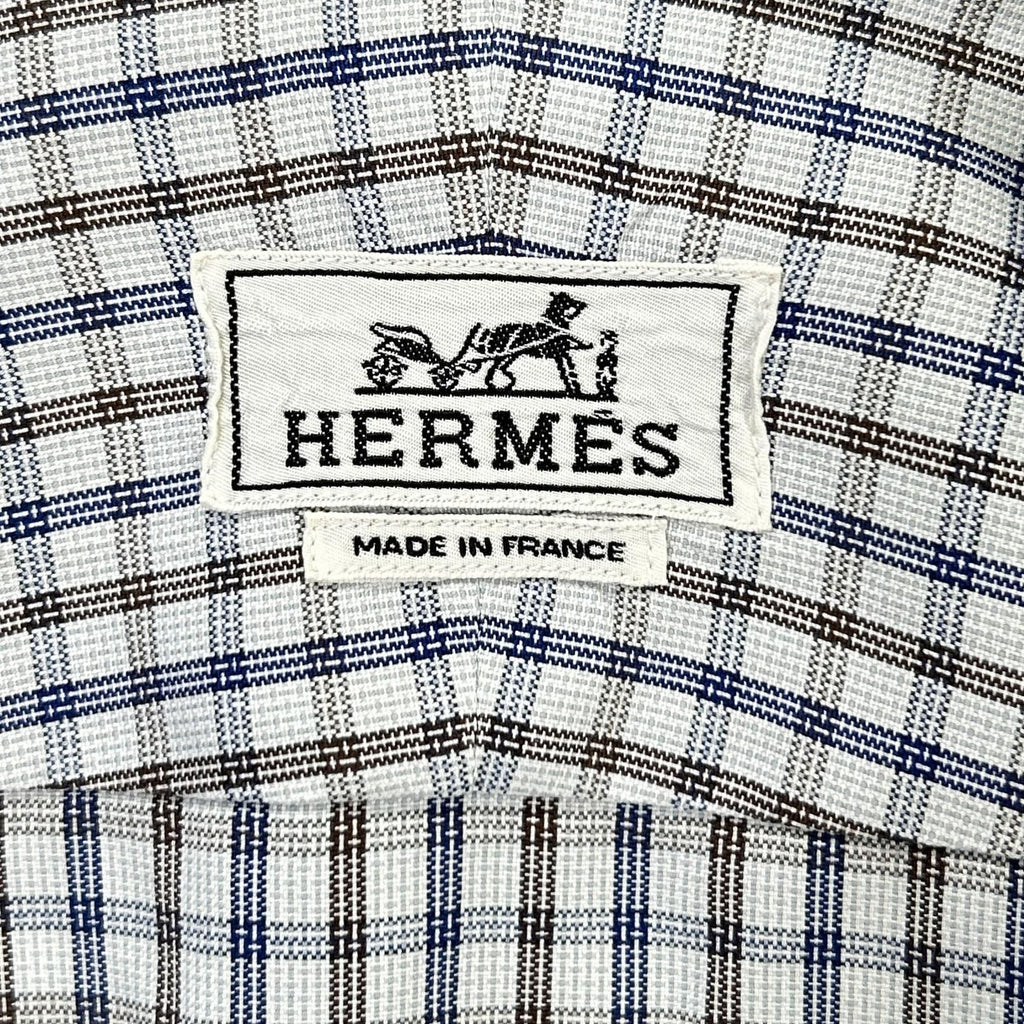 Hermes Check Series Button Long Sleeve Shirt — view 4