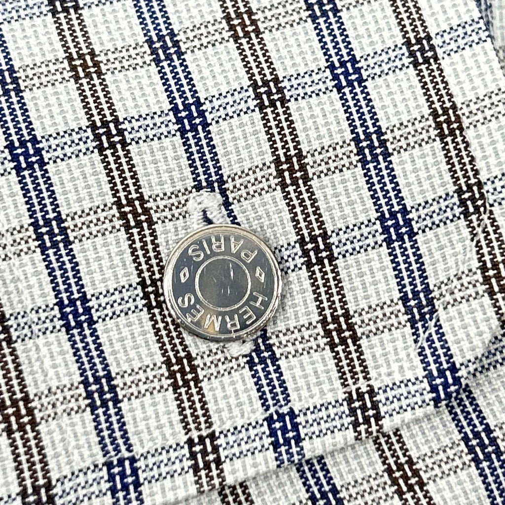 Hermes Check Series Button Long Sleeve Shirt — view 8