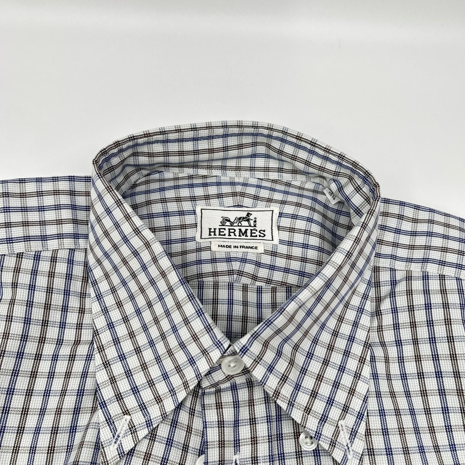 Hermes Check Series Button Long Sleeve Shirt — view 6