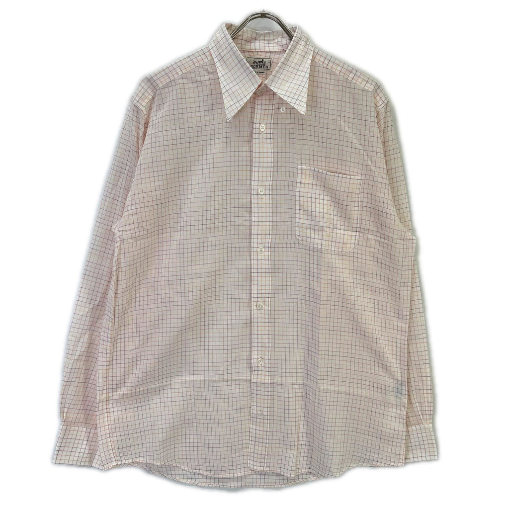 Hermes Check Series Button Long Sleeve Shirt