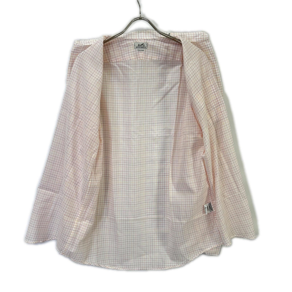 Hermes Check Series Button Long Sleeve Shirt — view 3
