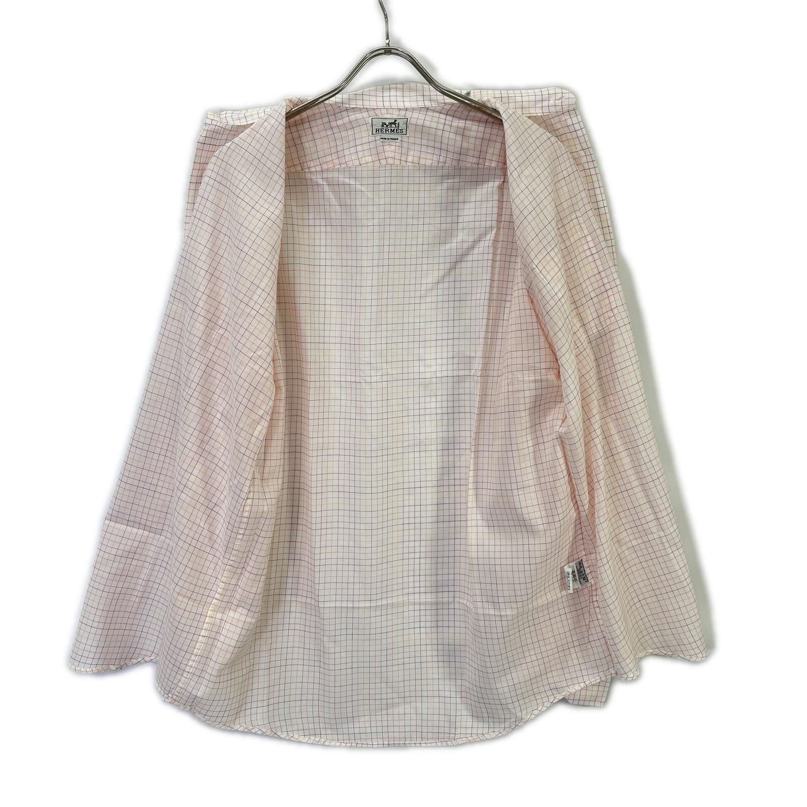 Hermes Check Series Button Long Sleeve Shirt — view 3