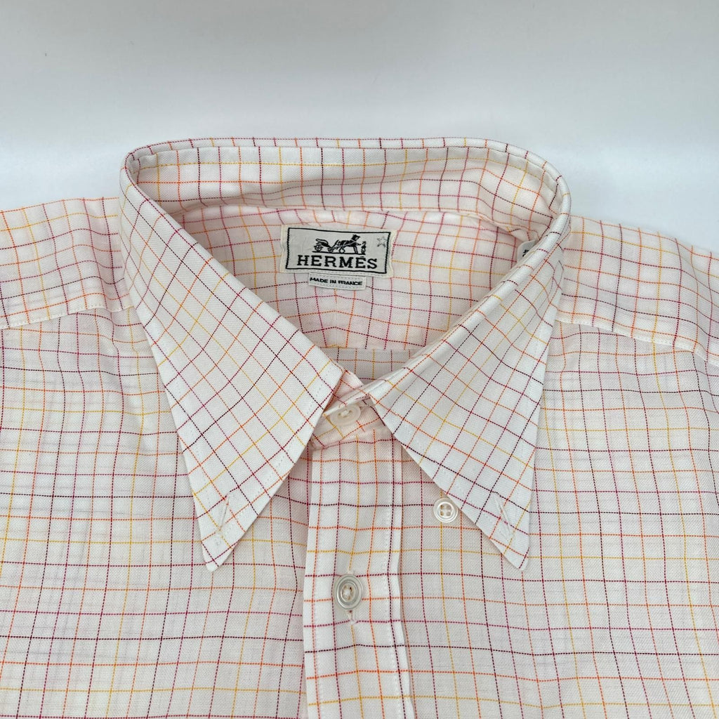 Hermes Check Series Button Long Sleeve Shirt — view 7