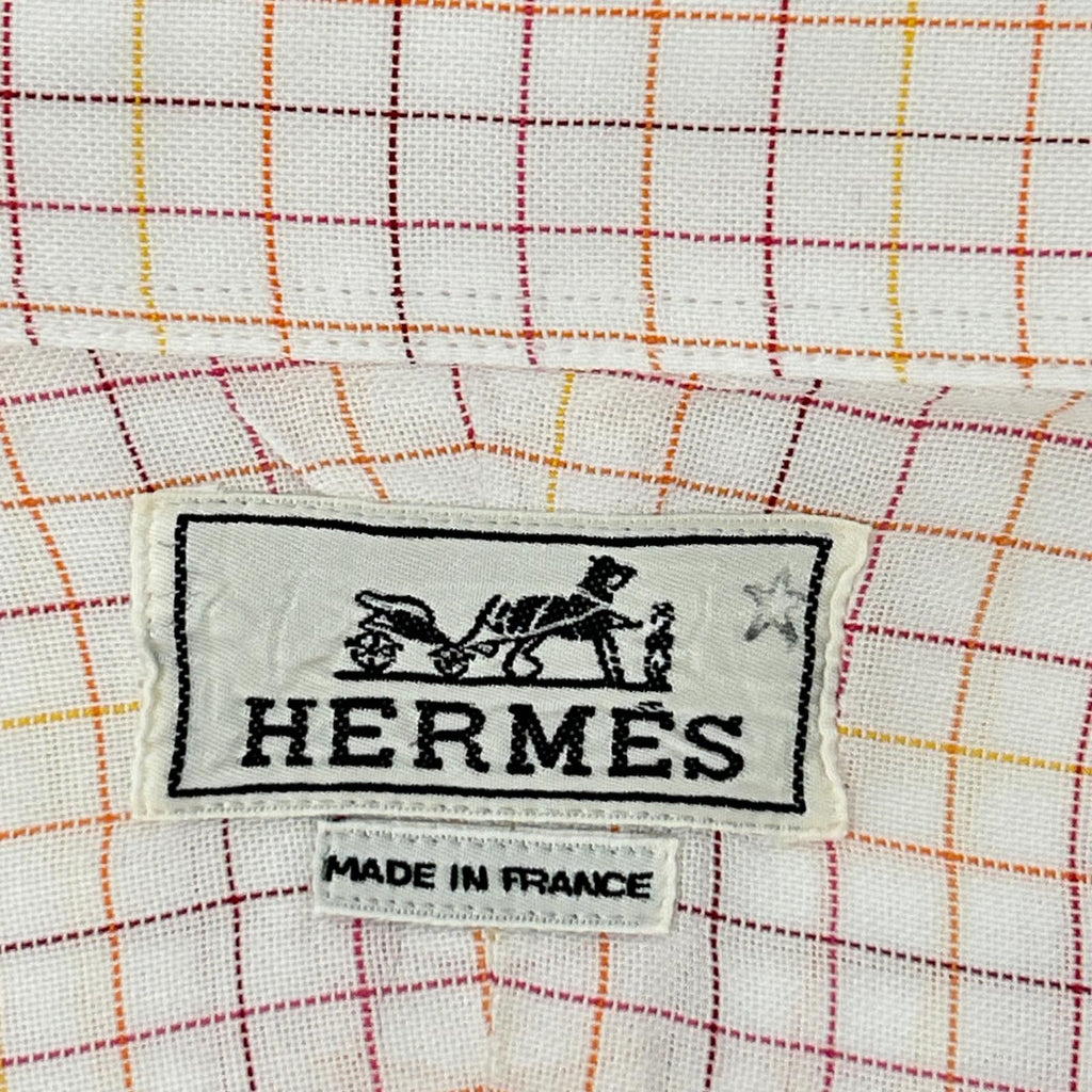 Hermes Check Series Button Long Sleeve Shirt — view 4