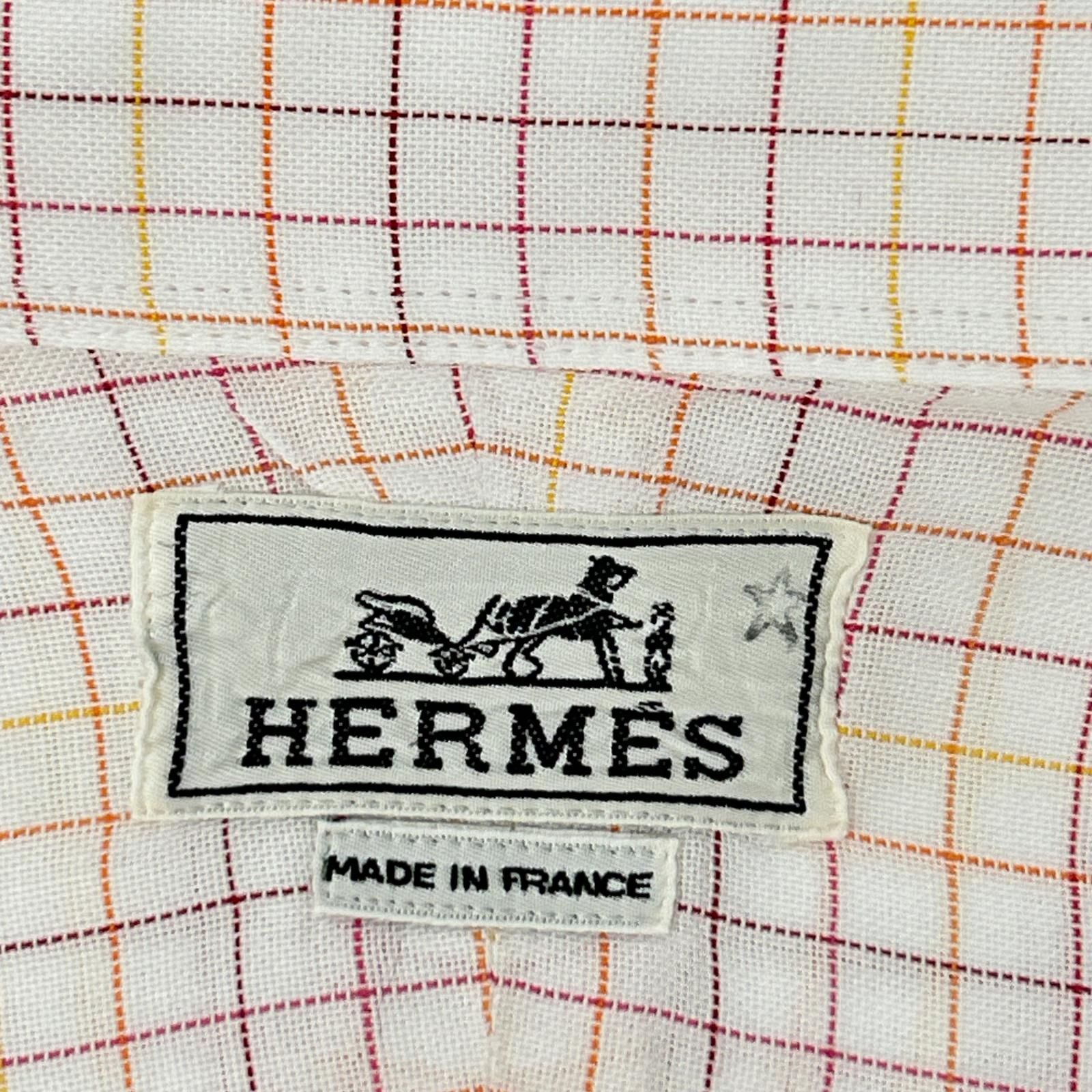 Hermes Check Series Button Long Sleeve Shirt — view 4