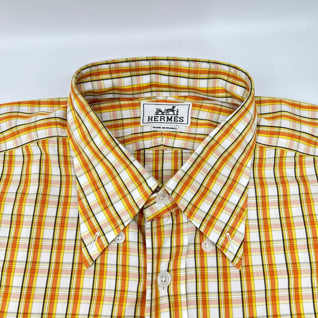 Hermes Check Series Button Down Long Sleeve Shirt — view 7