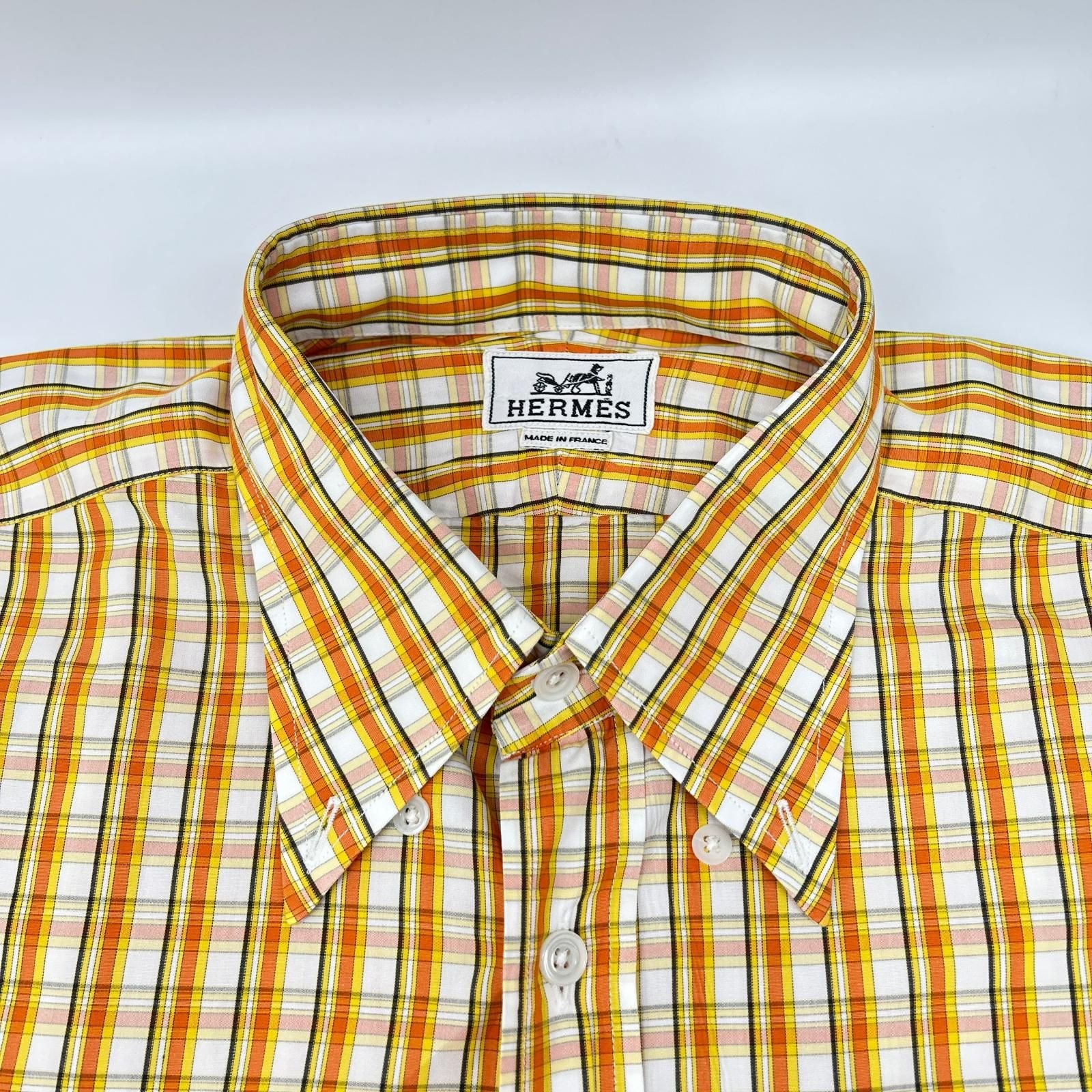 Hermes Check Series Button Down Long Sleeve Shirt — view 7
