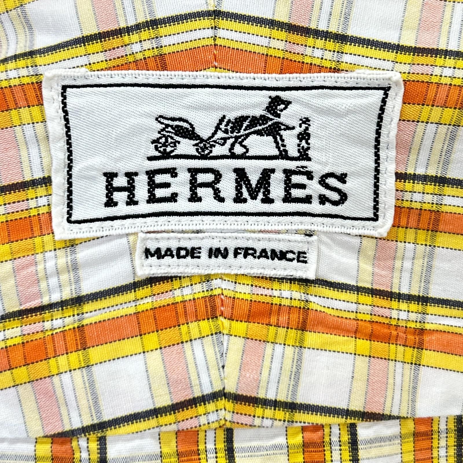 Hermes Check Series Button Down Long Sleeve Shirt — view 4