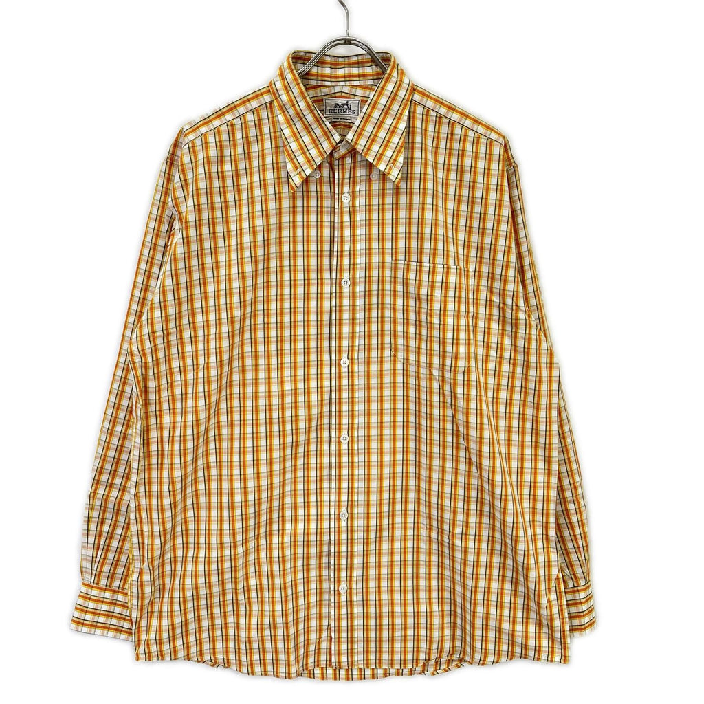 Hermes Check Series Button Down Long Sleeve Shirt