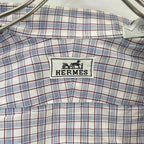 Hermes Check Series Button Long Sleeve Shirt — view 4