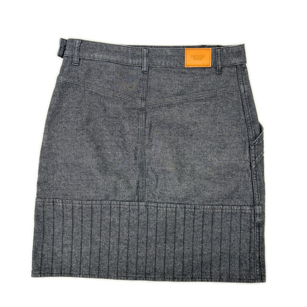 Hermes Indigo Series Button Denim Skirt 34 — view 2