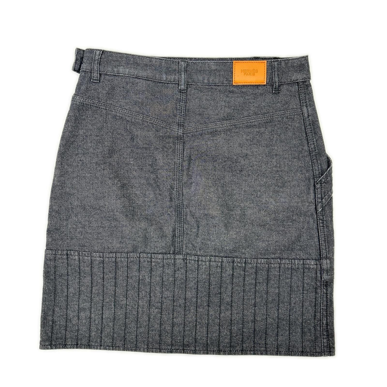 Hermes Indigo Series Button Denim Skirt 34 — view 2