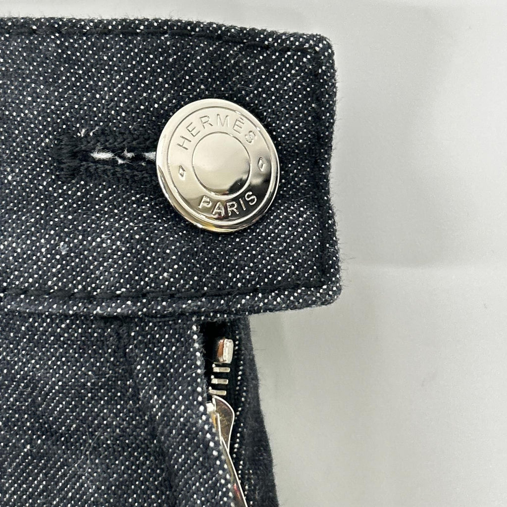 Hermes Indigo Series Button Denim Skirt 34 — view 8