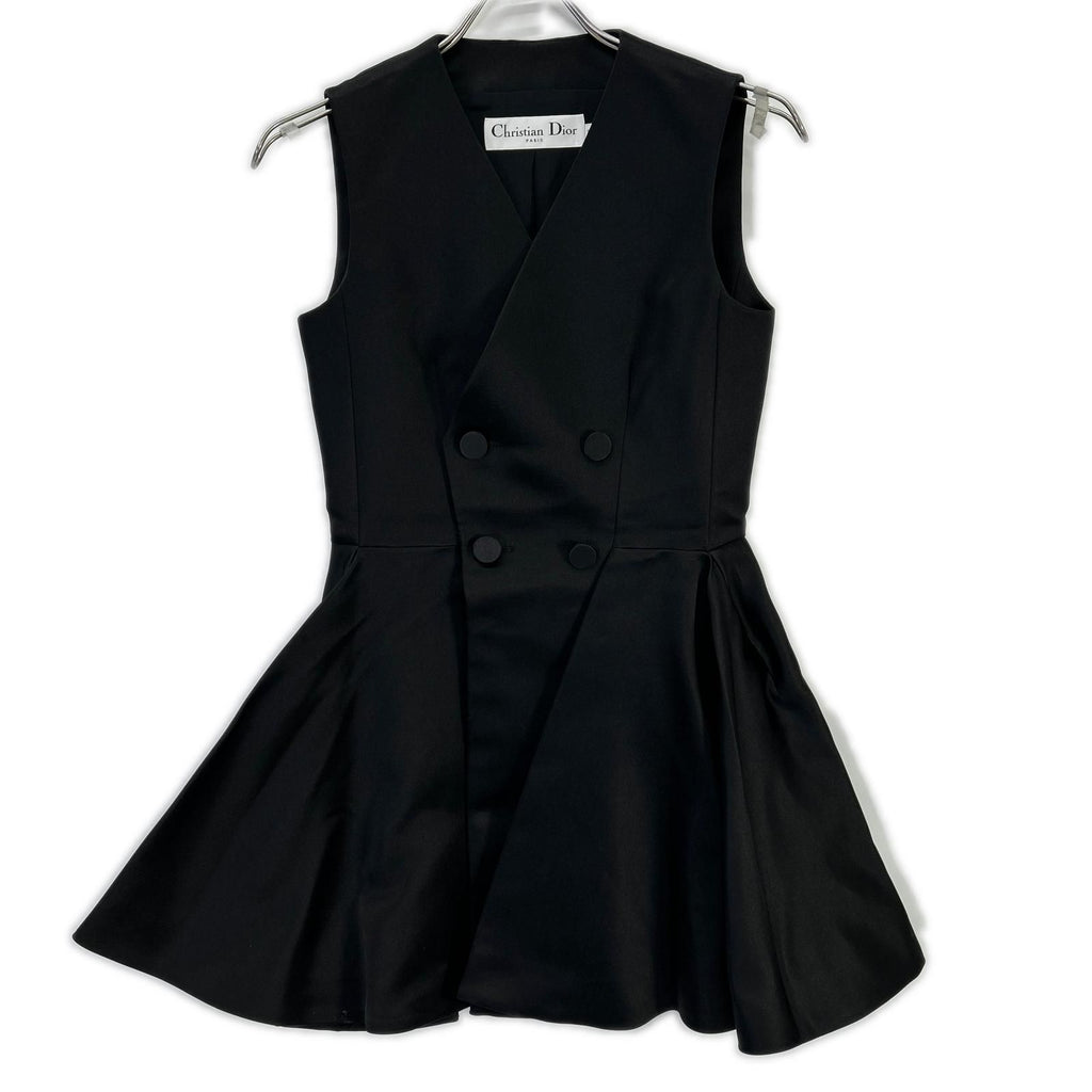 Dior Black Double Button Sleeveless Dress 34