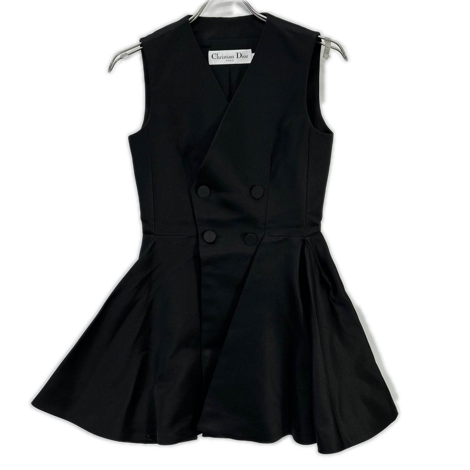 Dior Black Double Button Sleeveless Dress 34