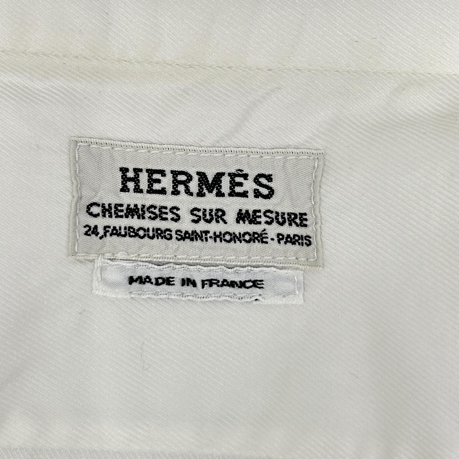Hermes Era White Cotton Regular Color Long Sleeve Shell Button Shirt — view 4