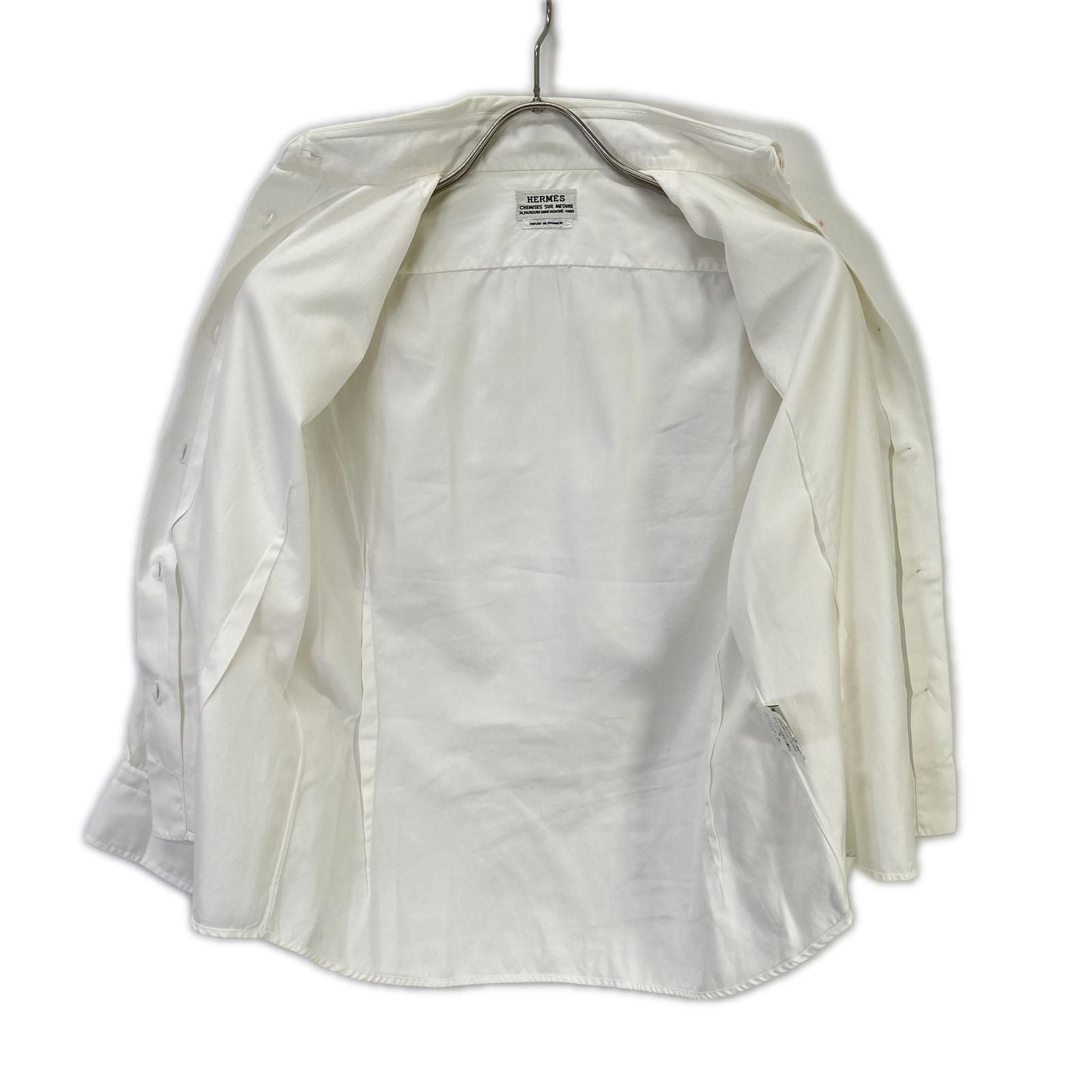 Hermes Era White Cotton Regular Color Long Sleeve Shell Button Shirt — view 3