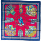 Hermes Carre 90 Cuirs du Desert Scarf Leather Decoration Silk Red Multicolor