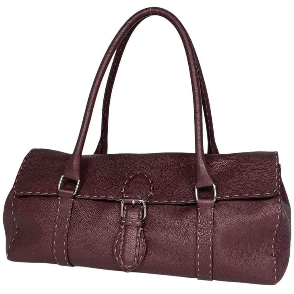 Fendi Shoulder Bag Selleria Linda Leather Purple