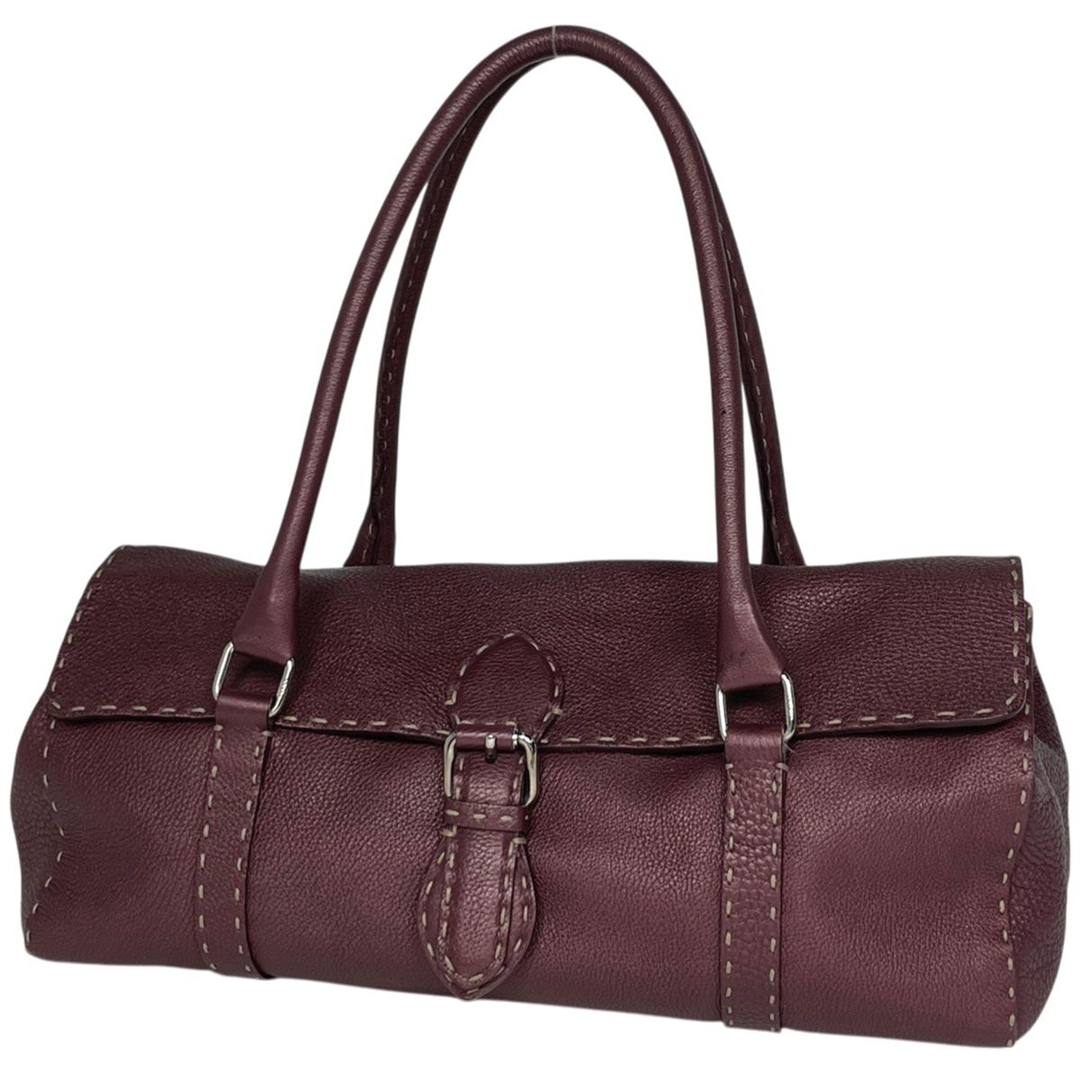 Fendi Shoulder Bag Selleria Linda Leather Purple