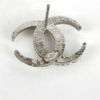 Chanel Earrings CC Logo Silver Plated Rhinestone — view 5