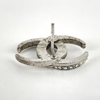 Chanel Earrings CC Logo Silver Plated Rhinestone — view 4