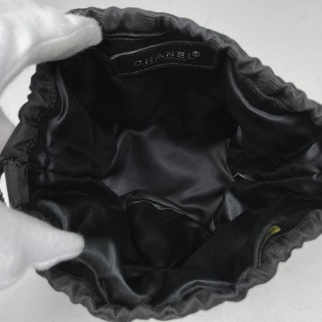 Chanel Makeup Pouch New Travel Line Drawstring Nylon Jacquard Black — view 6
