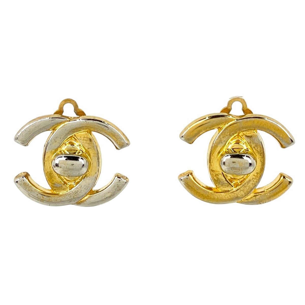 Chanel Earrings CC Logo Gold Plated