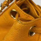 Chanel Shoulder Bag Triple CC Logo Drawstring Caviar Leather Yellow — view 5