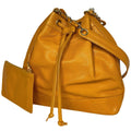 Chanel Shoulder Bag Triple CC Logo Drawstring Caviar Leather Yellow