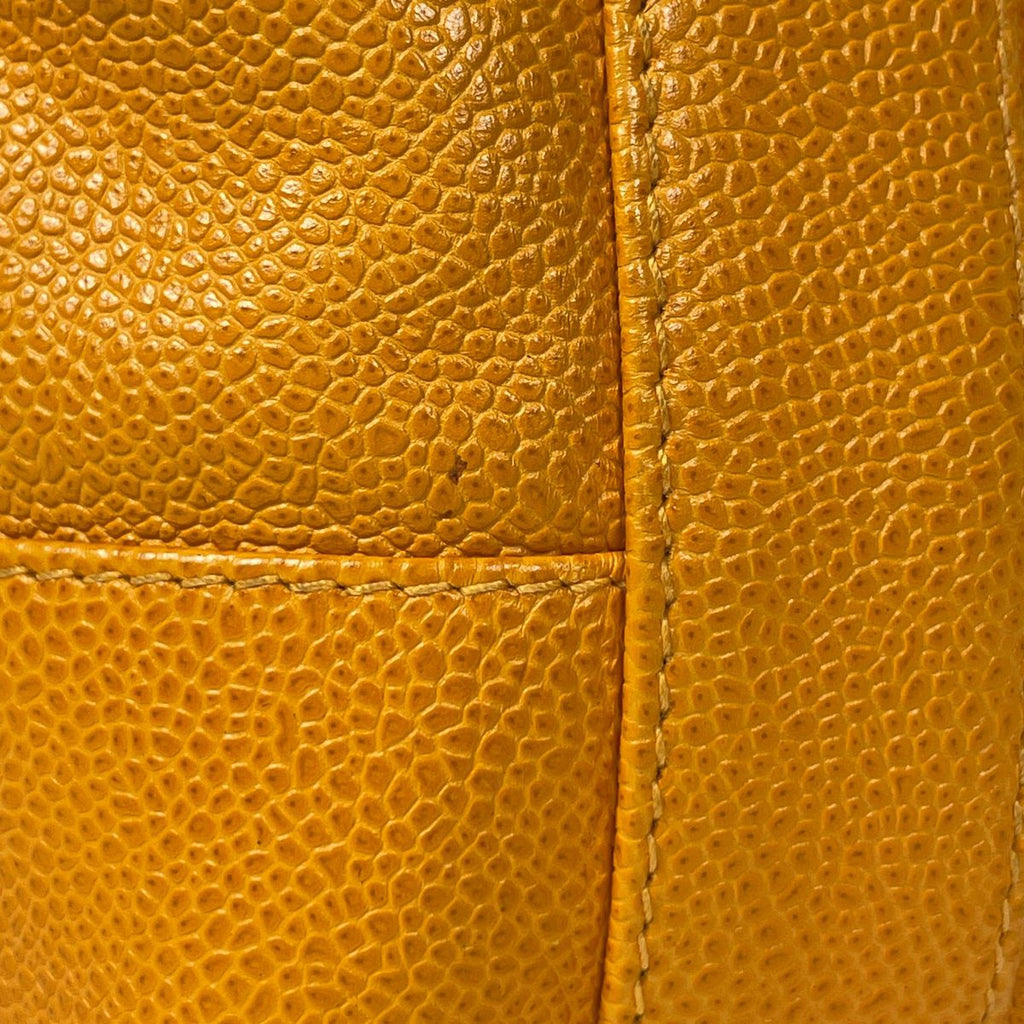 Chanel Shoulder Bag Triple CC Logo Drawstring Caviar Leather Yellow — view 4
