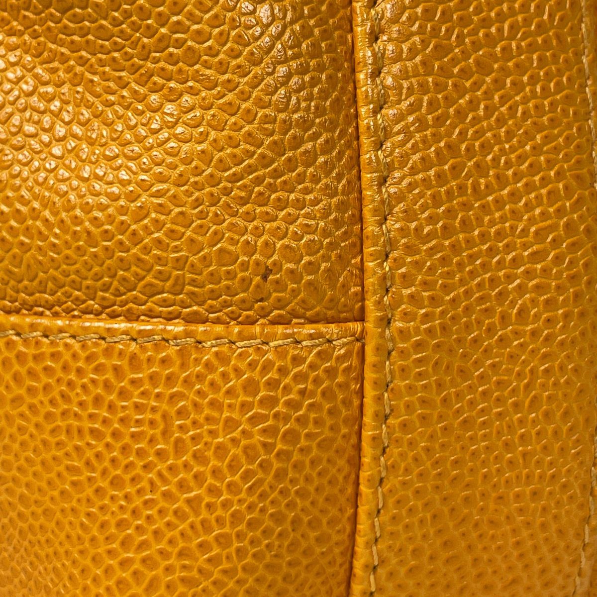 Chanel Shoulder Bag Triple CC Logo Drawstring Caviar Leather Yellow — view 4
