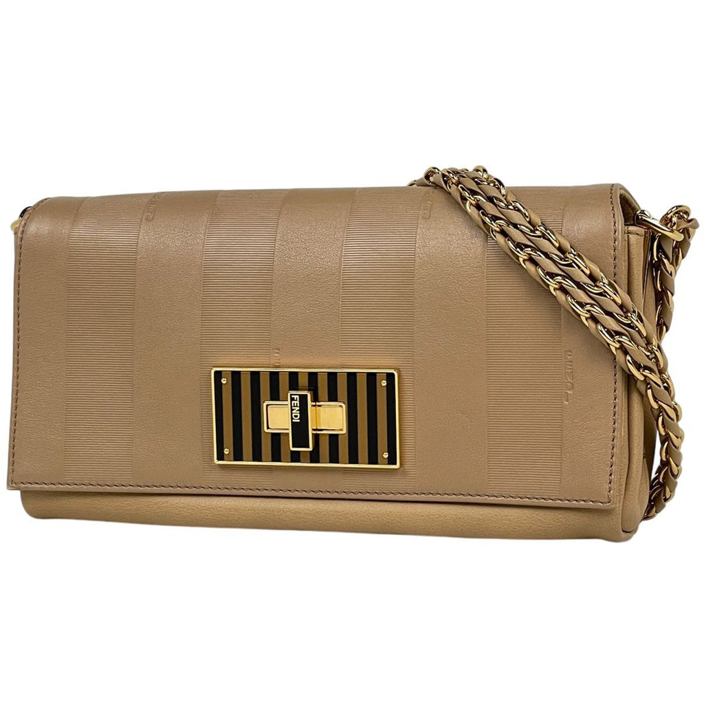 Fendi Shoulder Bag Pecan Leather Beige