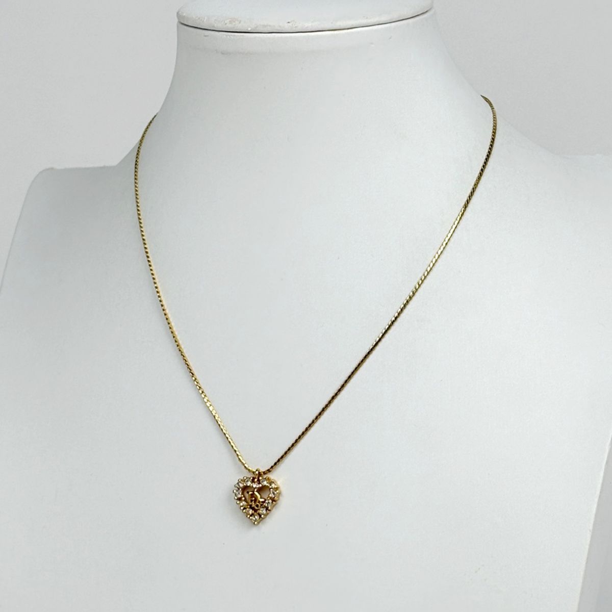 Dior Necklace Heart Motif Rhinestone Gold — view 4