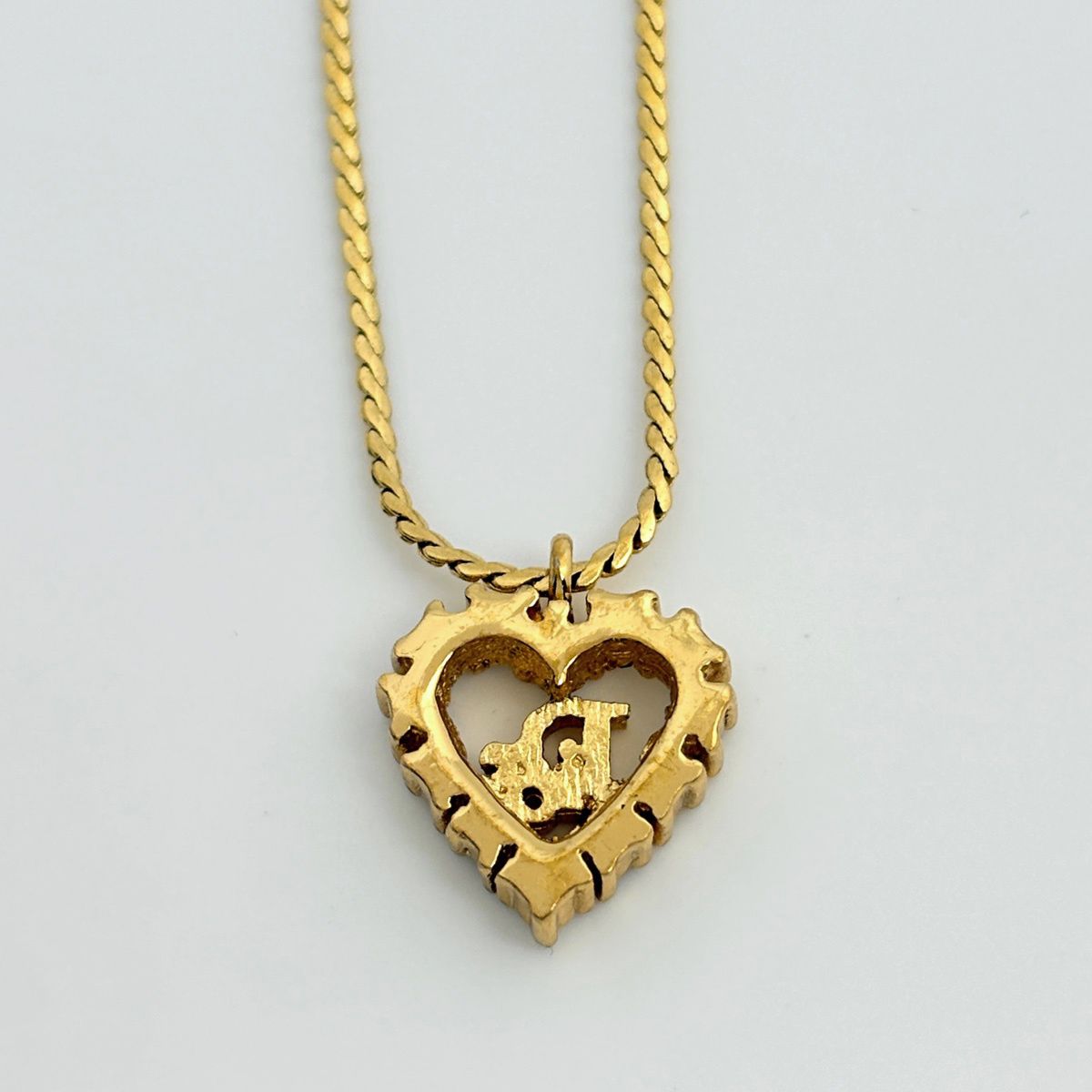 Dior Necklace Heart Motif Rhinestone Gold — view 2