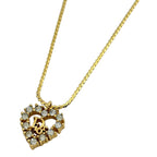 Dior Necklace Heart Motif Rhinestone Gold