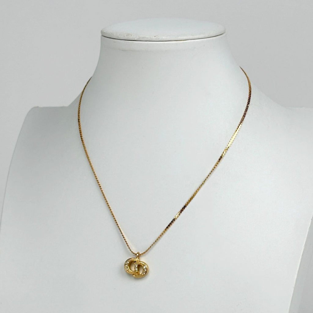 Dior Necklace CD Rhinestone Gold — view 5