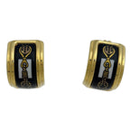 Hermes Earrings Enamel Cloisonne Gold Plated Black