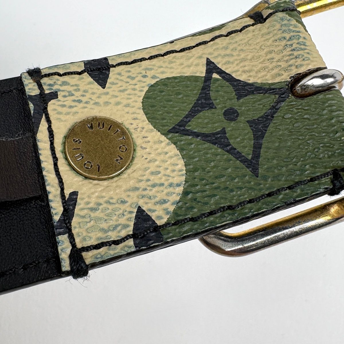 Louis Vuitton Ceinture Monogram Moflage Belt Takashi Murakami Leather Green — view 3